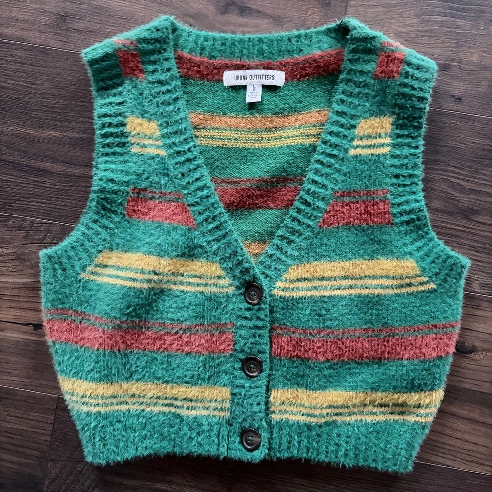 Urban Outfitters Multicolor Striped V-Neck Sweater Vest